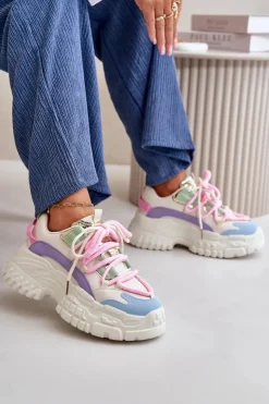 Best Boto Sneakersy Damskie Na Masywnej Podeszwie Multikolor Nevela Wielokolorowy