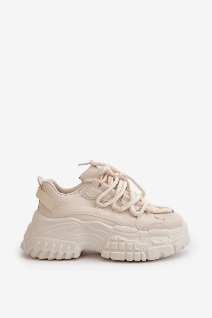 Clearance Boto Sneakersy Damskie Na Masywnej Podeszwie Jasnobeżowe Nevela Beżowy