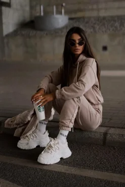 Clearance Boto Sneakersy Damskie Na Masywnej Podeszwie Jasnobeżowe Nevela Beżowy