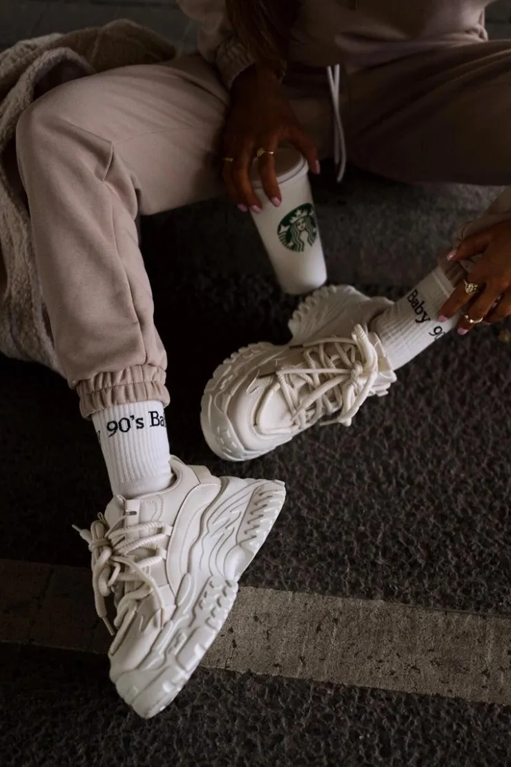 Clearance Boto Sneakersy Damskie Na Masywnej Podeszwie Jasnobeżowe Nevela Beżowy