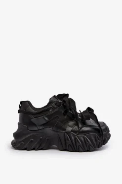 Boto Sneakersy Damskie*Sneakersy Damskie Na Masywnej Podeszwie Czarne Ellerai