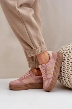 Damskie Boto Sneakersy Damskie Na Platformie Różowe Lesida