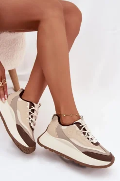 Damskie Big Star Shoes Sneakersy Damskie Na Platformie Big Star SS274002 HI-POLY SYSTEM Beżowe