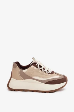 Damskie Big Star Shoes Sneakersy Damskie Na Platformie Big Star SS274002 HI-POLY SYSTEM Beżowe