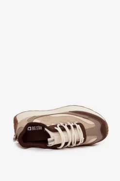 Damskie Big Star Shoes Sneakersy Damskie Na Platformie Big Star SS274002 HI-POLY SYSTEM Beżowe
