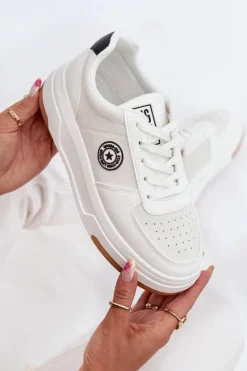 Big Star Shoes Buty Sportowe Big Star|Sneakersy Damskie*Sneakersy Damskie Na Platformie Big Star RR274572 HI-POLY SYSTEM Białe Biały