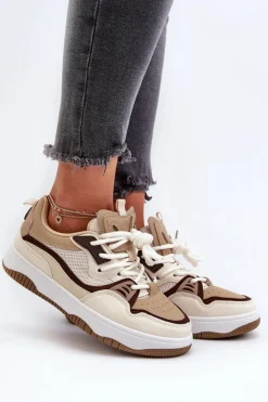 Boto Sneakersy Damskie*Sneakersy Damskie Na Platformie Brązowe Etnaria Brązowy