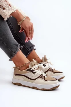 Boto Sneakersy Damskie*Sneakersy Damskie Na Platformie Brązowe Etnaria Brązowy