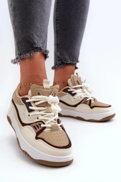 Boto Sneakersy Damskie*Sneakersy Damskie Na Platformie Brązowe Etnaria Brązowy