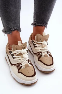 Boto Sneakersy Damskie*Sneakersy Damskie Na Platformie Brązowe Etnaria Brązowy