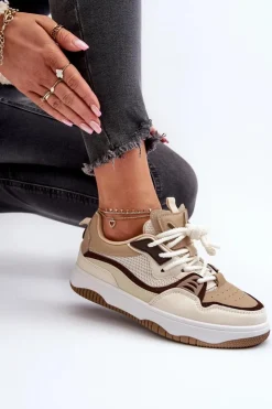 Boto Sneakersy Damskie*Sneakersy Damskie Na Platformie Brązowe Etnaria Brązowy