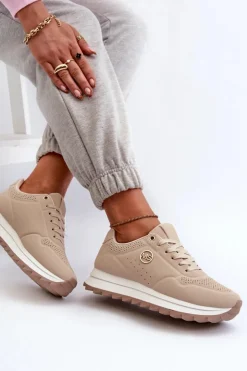 Damskie Boto Sneakersy Damskie Na Platformie Beżowe Rottiana