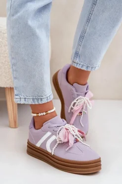 Boto Buty Sportowe Na Platformie|Sneakersy Damskie*Sneakersy Damskie Na Platformie Z Ozdobami Fioletowe Vinness Fioletowy