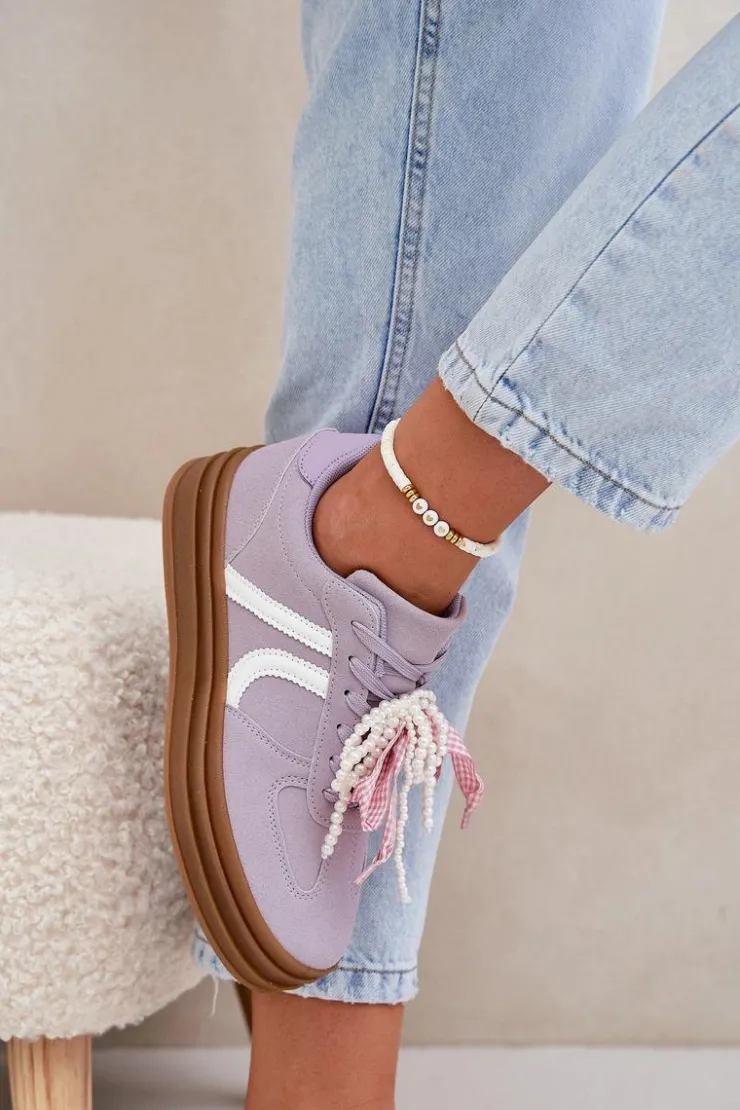 Boto Buty Sportowe Na Platformie|Sneakersy Damskie*Sneakersy Damskie Na Platformie Z Ozdobami Fioletowe Vinness Fioletowy