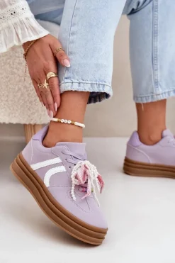 Boto Buty Sportowe Na Platformie|Sneakersy Damskie*Sneakersy Damskie Na Platformie Z Ozdobami Fioletowe Vinness Fioletowy