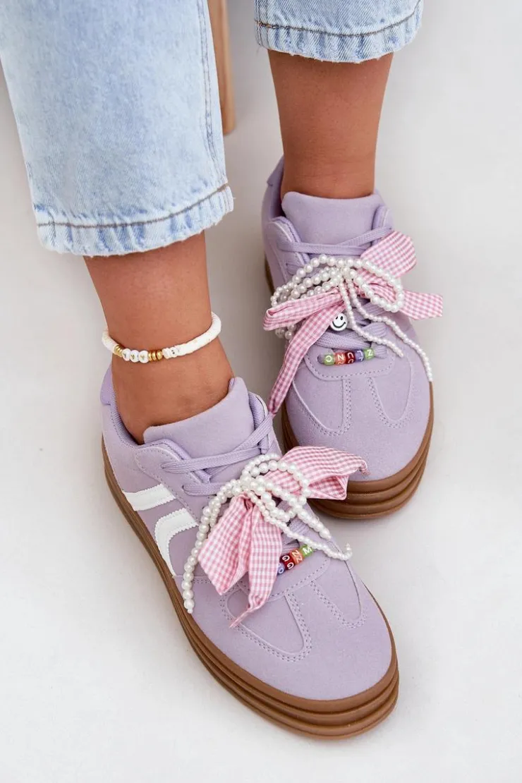 Boto Buty Sportowe Na Platformie|Sneakersy Damskie*Sneakersy Damskie Na Platformie Z Ozdobami Fioletowe Vinness Fioletowy