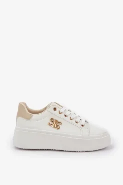 Boto Sneakersy Damskie*Sneakersy Damskie Na Platformie Biało-Beżowe Temittes