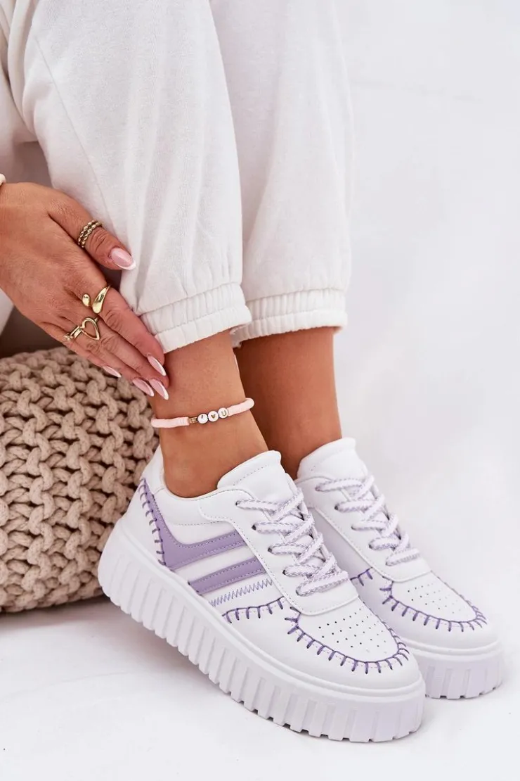 Discount Boto Sneakersy Damskie Na Platformie Fioletowe Ofenale Fioletowy