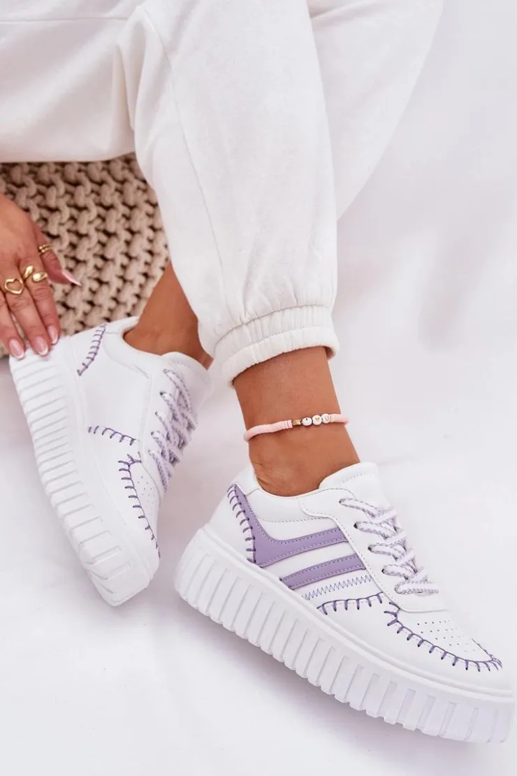 Discount Boto Sneakersy Damskie Na Platformie Fioletowe Ofenale Fioletowy