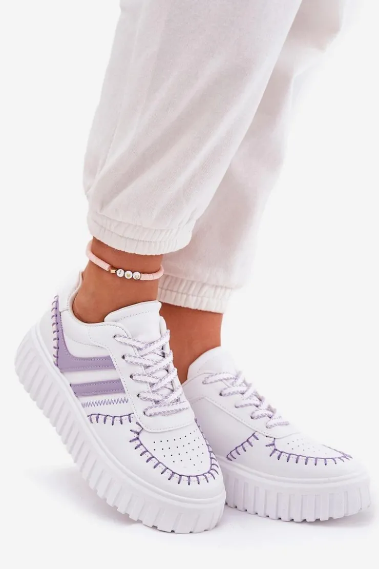 Discount Boto Sneakersy Damskie Na Platformie Fioletowe Ofenale Fioletowy