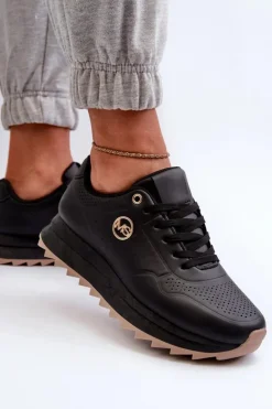 Boto Sneakersy Damskie*Sneakersy Damskie Na Platformie Czarne Rottiana