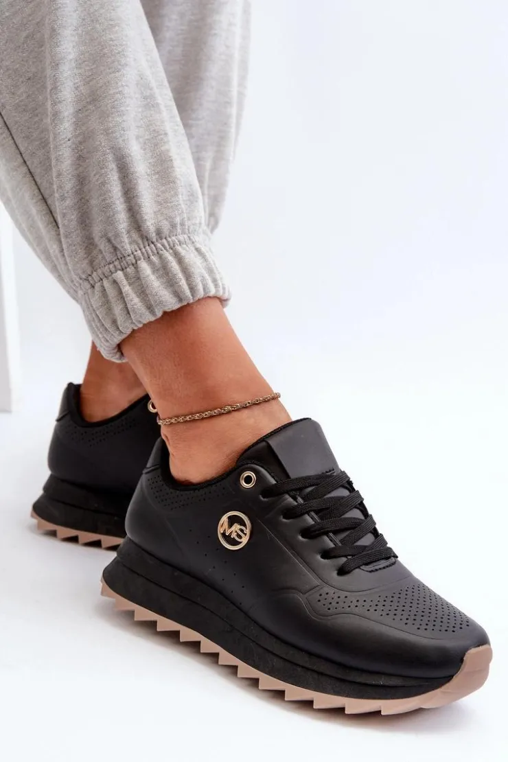 Boto Sneakersy Damskie*Sneakersy Damskie Na Platformie Czarne Rottiana