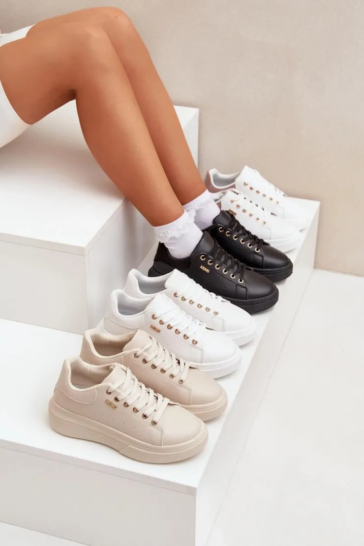 Damskie Boto Sneakersy Damskie Na Platformie Eko Skóra Czarne Lelandine