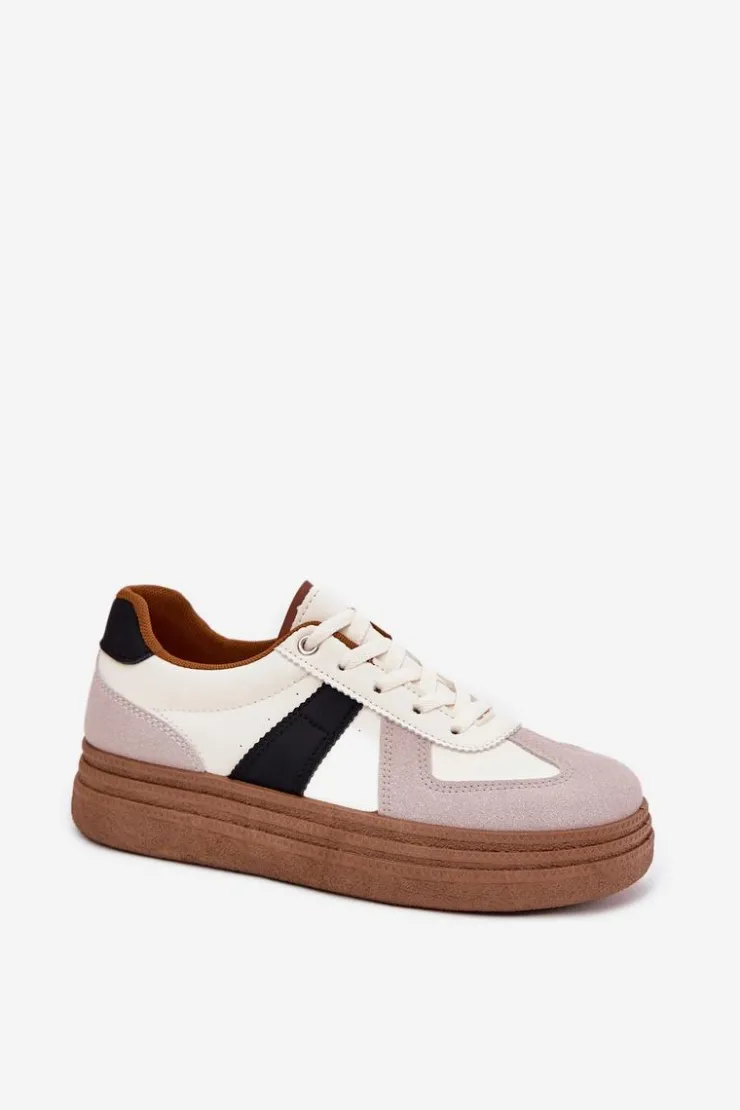 Hot Boto Sneakersy Damskie Na Platformie Beżowe Dovina Beżowy