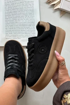 Outlet Big Star Shoes Sneakersy Damskie Na Platformie Big Star SS274761 Czarne Czarny