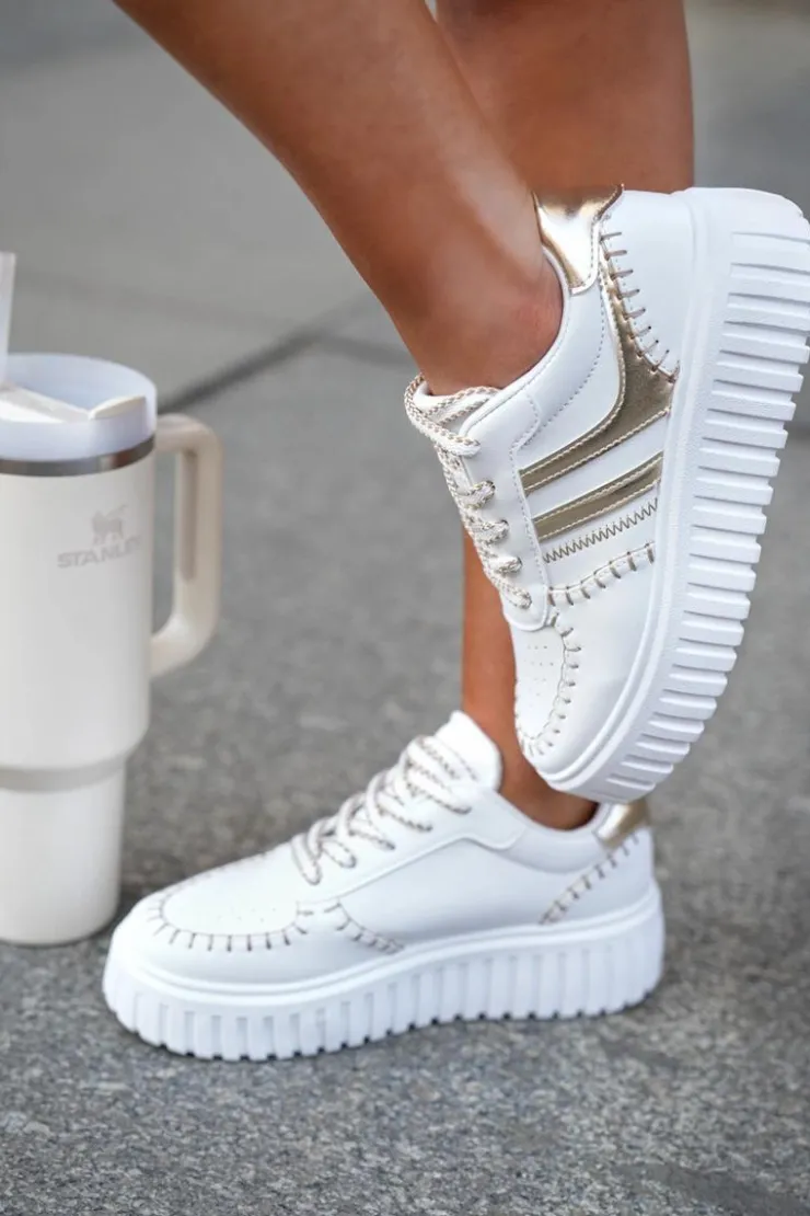 Online Boto Sneakersy Damskie Na Platformie Złote Ofenale