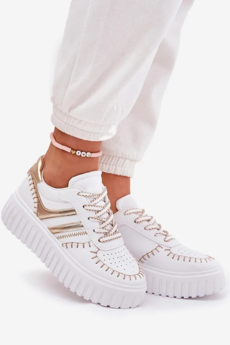 Online Boto Sneakersy Damskie Na Platformie Złote Ofenale