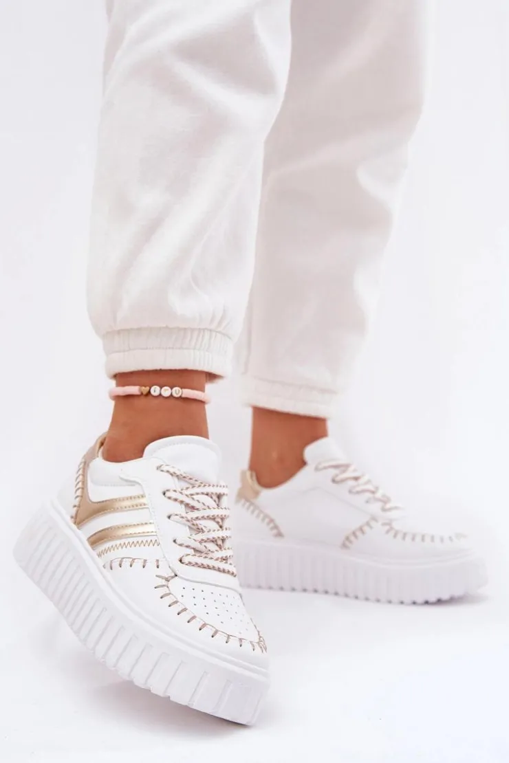 Online Boto Sneakersy Damskie Na Platformie Złote Ofenale