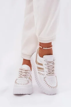 Online Boto Sneakersy Damskie Na Platformie Złote Ofenale