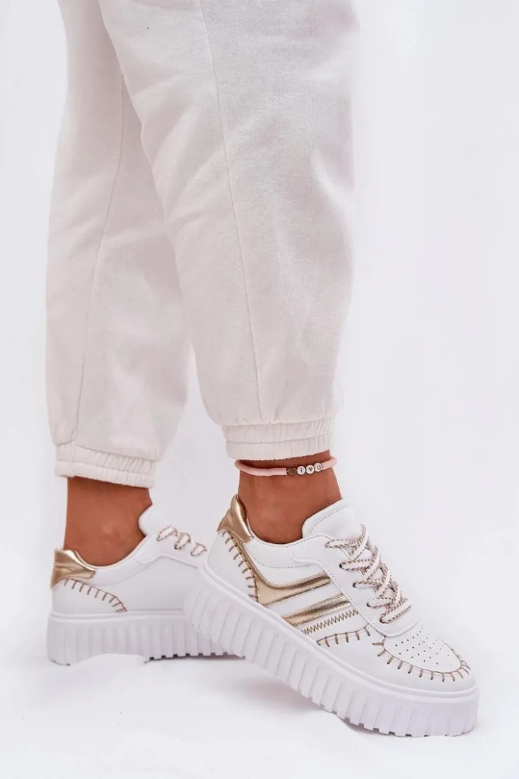 Online Boto Sneakersy Damskie Na Platformie Złote Ofenale