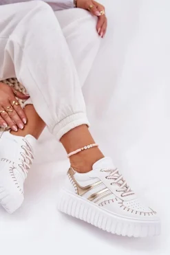 Online Boto Sneakersy Damskie Na Platformie Złote Ofenale