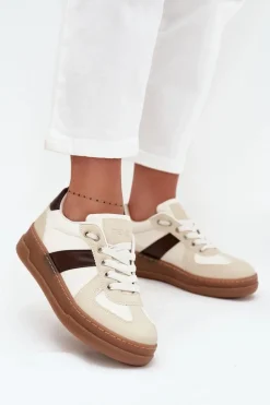New Boto Sneakersy Damskie Na Platformie Beżowe Galivina