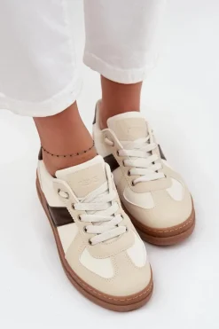 New Boto Sneakersy Damskie Na Platformie Beżowe Galivina