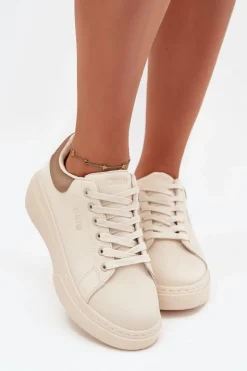 Damskie Big Star Shoes Sneakersy Damskie Na Platformie Big Star SS274246 Jasnobeżowe