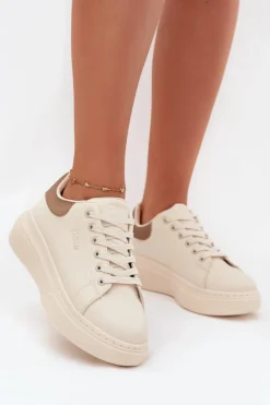 Damskie Big Star Shoes Sneakersy Damskie Na Platformie Big Star SS274246 Jasnobeżowe