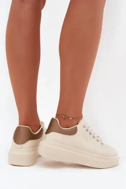 Damskie Big Star Shoes Sneakersy Damskie Na Platformie Big Star SS274246 Jasnobeżowe