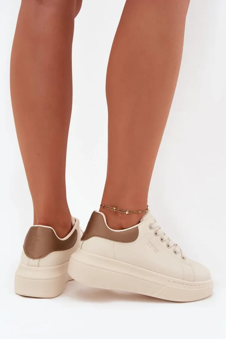 Damskie Big Star Shoes Sneakersy Damskie Na Platformie Big Star SS274246 Jasnobeżowe