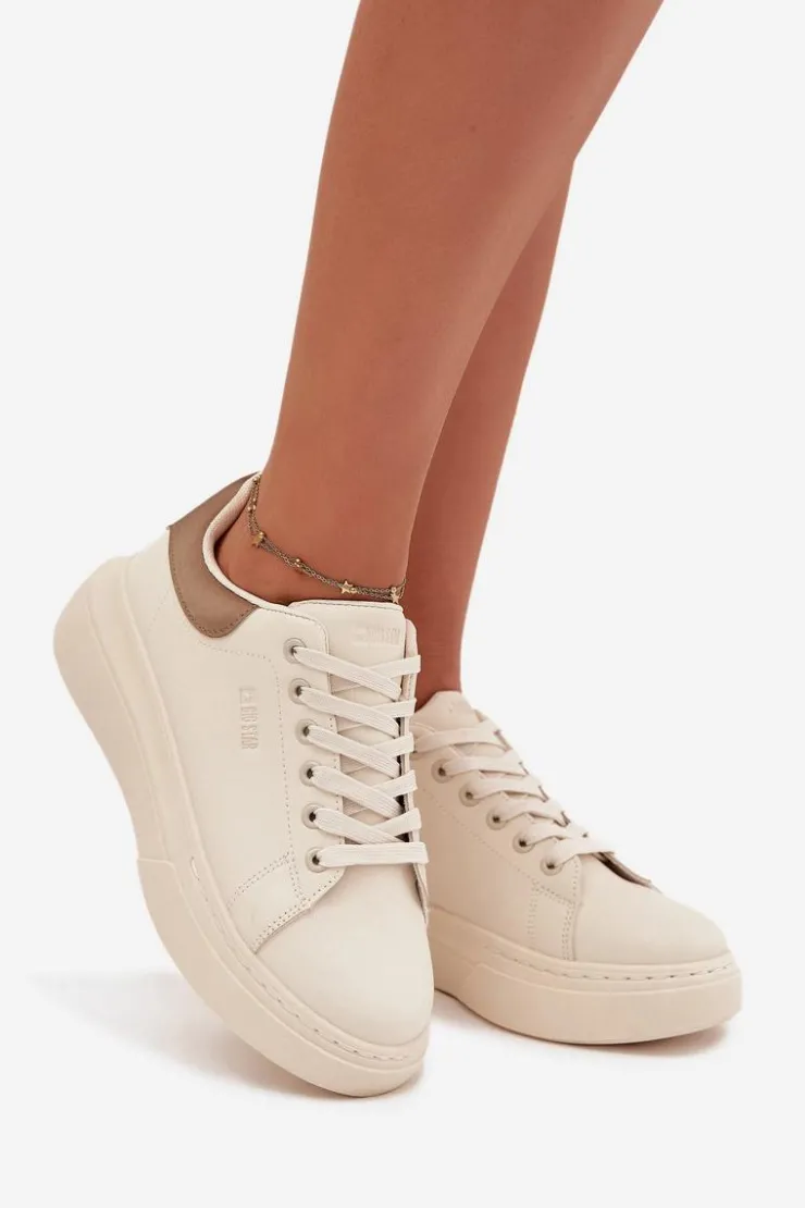 Damskie Big Star Shoes Sneakersy Damskie Na Platformie Big Star SS274246 Jasnobeżowe