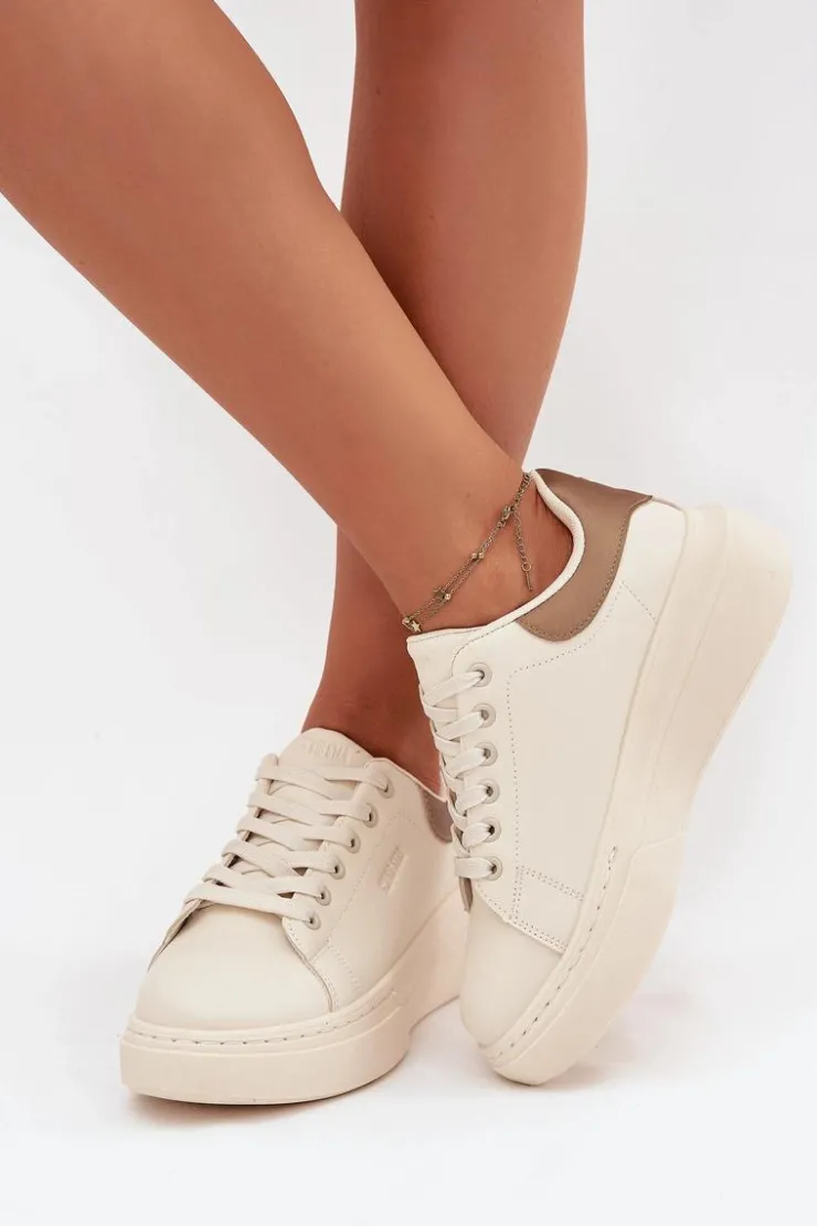 Damskie Big Star Shoes Sneakersy Damskie Na Platformie Big Star SS274246 Jasnobeżowe