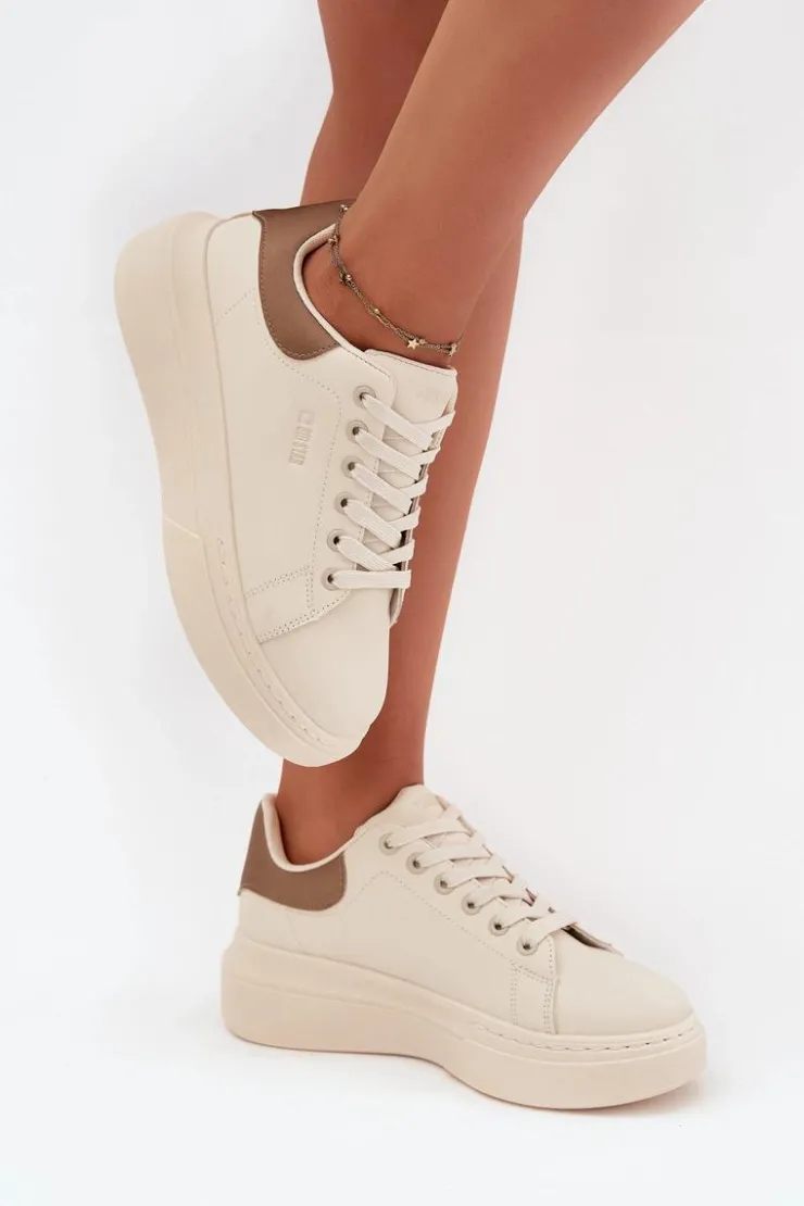 Damskie Big Star Shoes Sneakersy Damskie Na Platformie Big Star SS274246 Jasnobeżowe