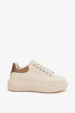 Damskie Big Star Shoes Sneakersy Damskie Na Platformie Big Star SS274246 Jasnobeżowe