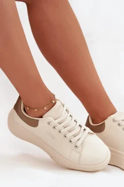 Damskie Big Star Shoes Sneakersy Damskie Na Platformie Big Star SS274246 Jasnobeżowe