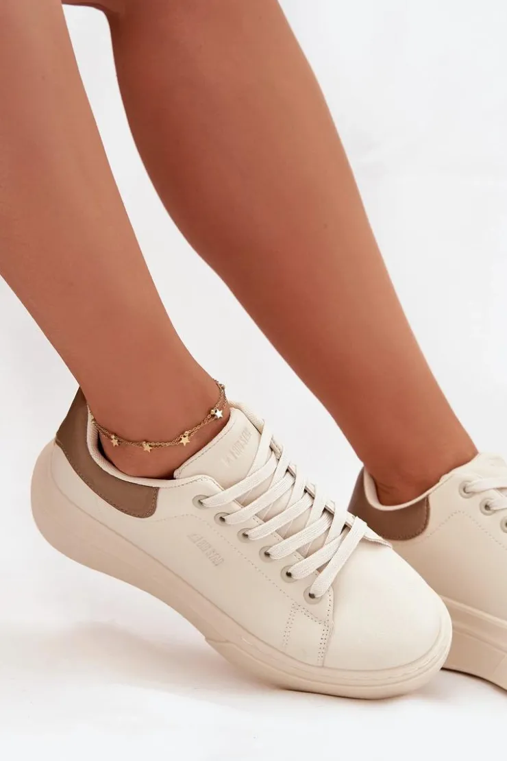 Damskie Big Star Shoes Sneakersy Damskie Na Platformie Big Star SS274246 Jasnobeżowe