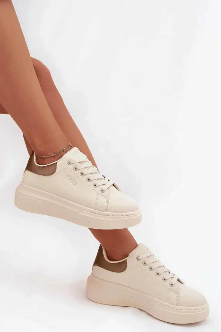 Damskie Big Star Shoes Sneakersy Damskie Na Platformie Big Star SS274246 Jasnobeżowe