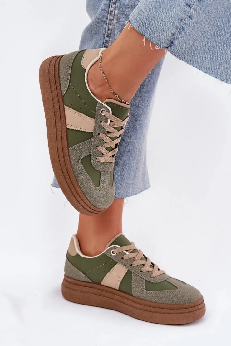 Damskie Boto Sneakersy Damskie Na Platformie Zielone Dovina