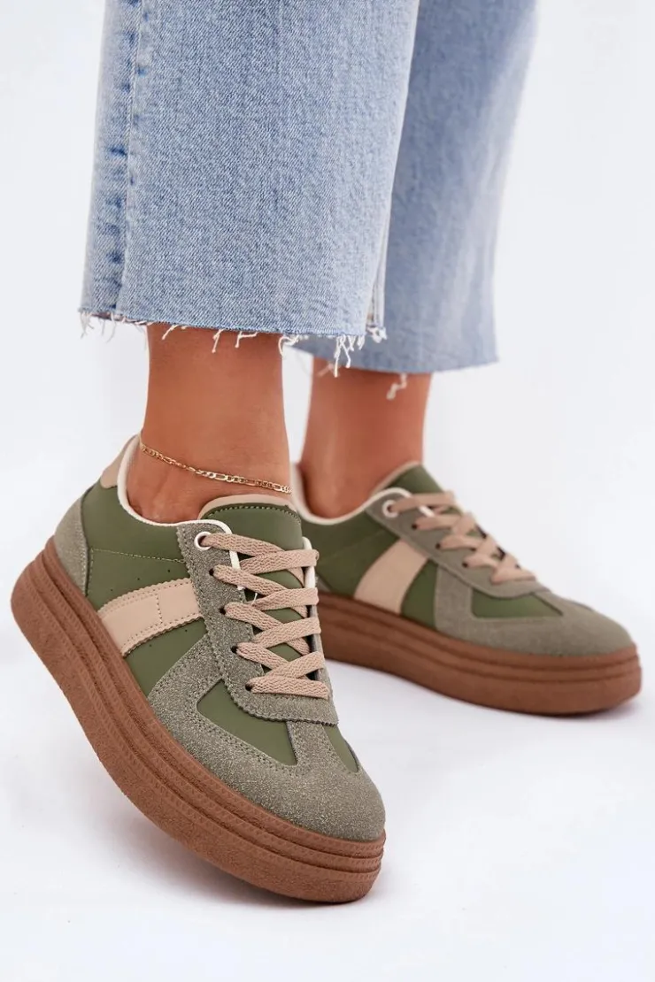 Damskie Boto Sneakersy Damskie Na Platformie Zielone Dovina